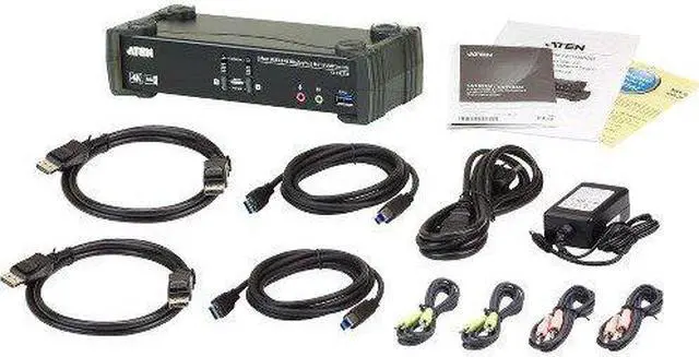 Alt view image 8 of 9 - Aten 2-Port USB 3.0 4K DisplayPort MST KVMP Switch (Cables Included)