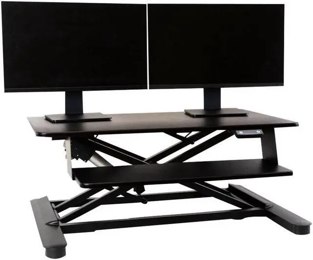 Alt view image 18 of 20 - Ergotech - FDM-E-DESK - Electric Sit Stand Desktop Converter Designed W/36 Upper Display Surfacea And Lo