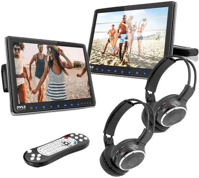 Alt view image 4 of 4 - Pyle PLHRDVD108KT Vehicle Headrest Mount CD/DVD Players - Car Video Entertainment System with Dual Display Monitors, Wireless Headphones (10.5’’ -inch)