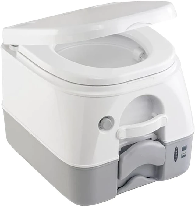 Alt view image 4 of 4 - Dometic Sanitation 974 Portable Toilet 2.6 Gallon - Grey With Brackets Portable Toilet