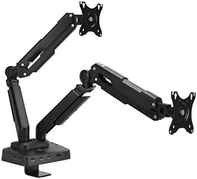 Alt view image 8 of 18 - SIIG Dual Gas Spring Monitor Arm Desk Mount with 4K Docking Station & PD - Unique Dual Moniter Desk Mount and Docking Station combo design, gives you dual-display visuals and multiple peripheral c