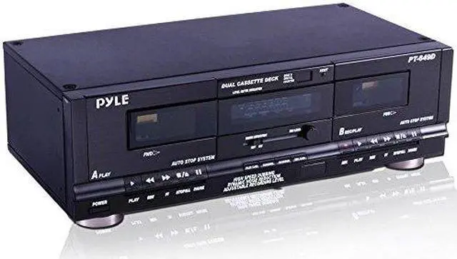 Alt view image 8 of 8 - Pyle Cassette Stereo Double Cassette Deck PT-649D
