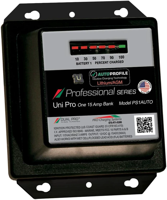 Alt view image 3 of 7 - Dual Pro PS1 Auto 15A - 1-Bank Lithium/AGM Battery Charger