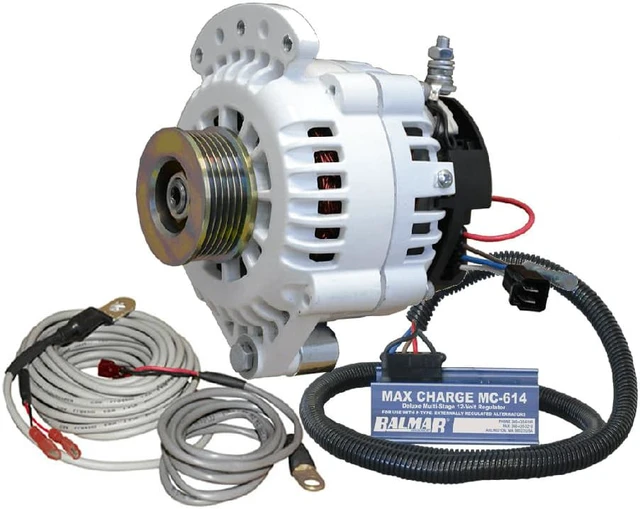Alt view image 3 of 5 - Balmar 621 Series 120A Kit w/MC-614 Regulator, T-Sensor, K6 Pulley, Single Foot & Mounting Hardware