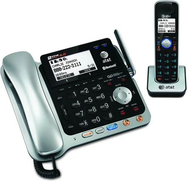 Alt view image 7 of 9 - AT&T TL86109 AT&T CORDED/CORDLESS PHONE