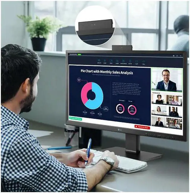 Alt view image 15 of 15 - LG 24BP750C-B 23.8" Class FHD IPS Monitor with Built-in Full HD Webcam