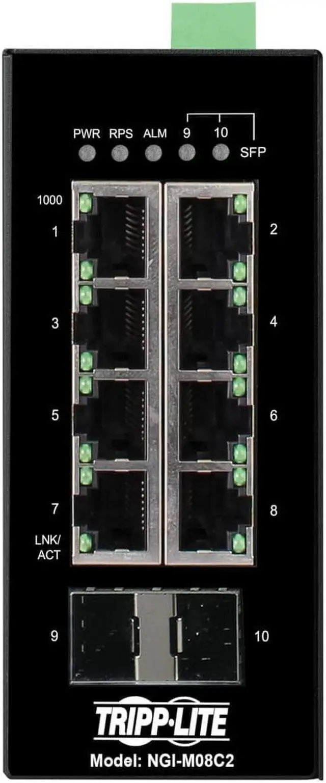 Alt view image 11 of 12 - Tripp Lite 8-Port Managed DIN Mount Industrial Gigabit Ethernet Switch NGIM08C2