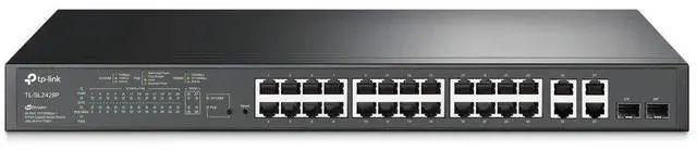 Alt view image 15 of 15 - TP-Link 24-Port 10/100Mbps + 4-Port Gigabit Smart PoE+ Switch - 24 Ports - Manageable - 2 Layer Supported - 2 SFP Slots - 18.80 W Power Consumption - 250 W PoE Budget - Optical Fiber, Twisted Pair - P