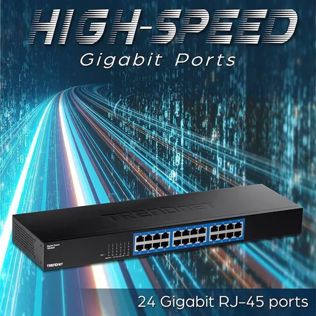 Alt view image 9 of 9 - TRENDnet 24-Port Gigabit Switch, TEG-S25, 24 x Gigabit RJ-45 Ports, 48Gbps Switching Capacity, Fanless Design, Metal Enclosure, Internal Power Supply, Lifetime Protection, Black