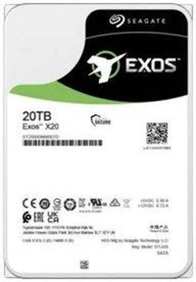 Alt view image 4 of 5 - Seagate Exos X20 ST20000NM000D 20TB 7200 RPM 256MB Cache SATA 6.0Gb/s 3.5" Internal Hard Drive, SED