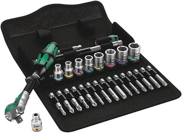 Alt view image 5 of 12 - Wera 05004019001 8100 SA 9 Zyklop Speed Ratchet Set, 1/4" Drive, Imperial