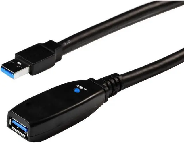 Alt view image 2 of 2 - 4XEM 20M Active USB 3.0 Male to Female Extension Cable with LED signal - 65.62 ft - First End: 1 x USB 3.0 Type A Male - Second End: 1 x USB 3.0 Type A Female - 5 Gbit/s - Shielding - Nickel - Black