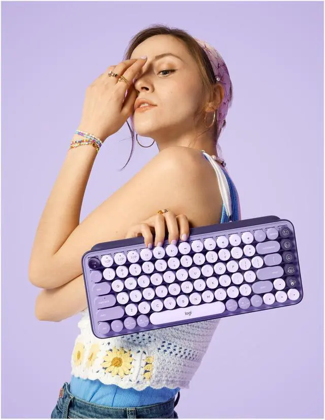 Alt view image 9 of 16 - Logitech POP Keys Wireless Mechanical Tenkeyless Keyboard Cosmos 920011233