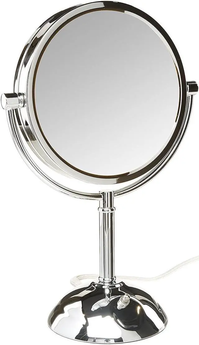 Alt view image 4 of 4 - Jerdon HL8808CL 8.5-Inch Tabletop Two-Sided Swivel LED Lighted Vanity Mirror with 8x Magnification, 3-Light Settings, Chrome Finish