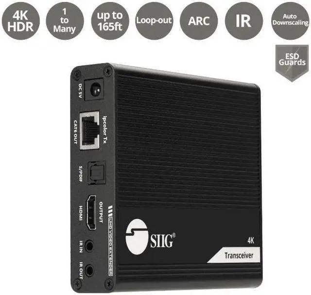 Alt view image 11 of 11 - SIIG AC CEH26N11S1 ipcolor 4K HDMI 2.0 Extender Daisy Chain Transceiver