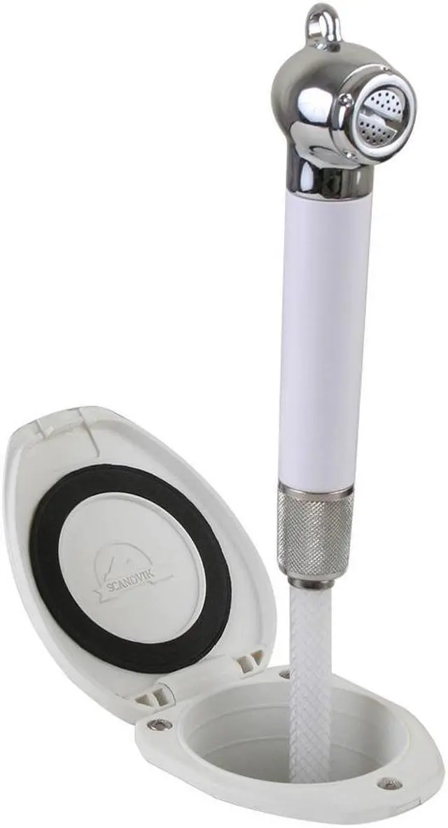 Alt view image 3 of 3 - Scandvik Recessed Shower w/6' White Hose - Push-Button