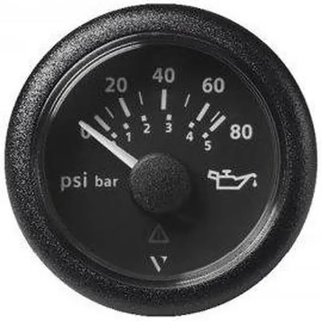 Alt view image 2 of 2 - Veratron 52MM (2-1/16") ViewLine Oil Pressure Gauge 80 PSI/5 Bar - Black Dial & Round Bezel