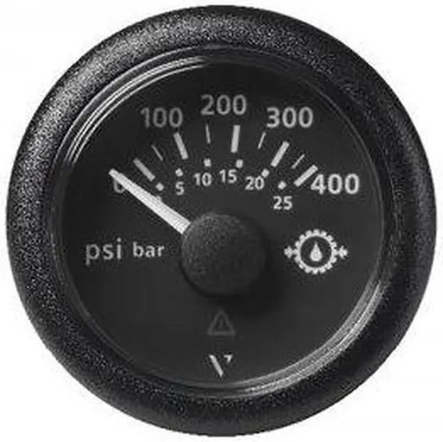 Alt view image 2 of 2 - Veratron 2-1/16" (52mm) ViewLine Transmission Oil Pressure 400 PSI/25 Bar - Black Dial & Round Bezel