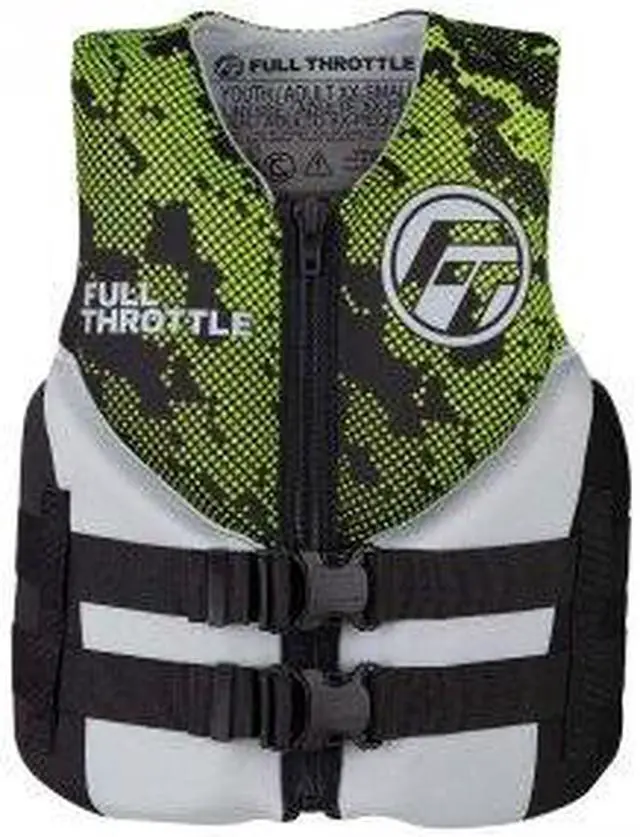 Alt view image 5 of 5 - Full Throttle Junior Hinged Neoprene Life Jacket - Green