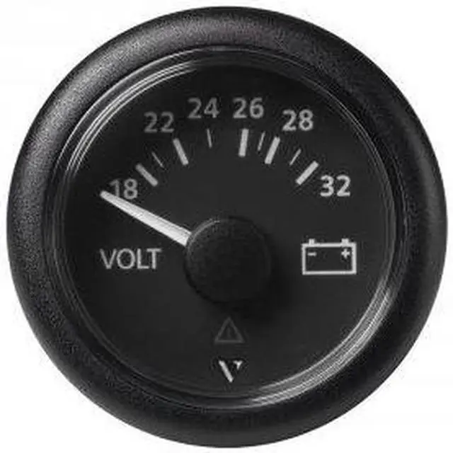 Alt view image 4 of 4 - Veratron 52mm (2-1/16") Viewline Voltmeter 18-32V - Black Dial &amp Bezel
