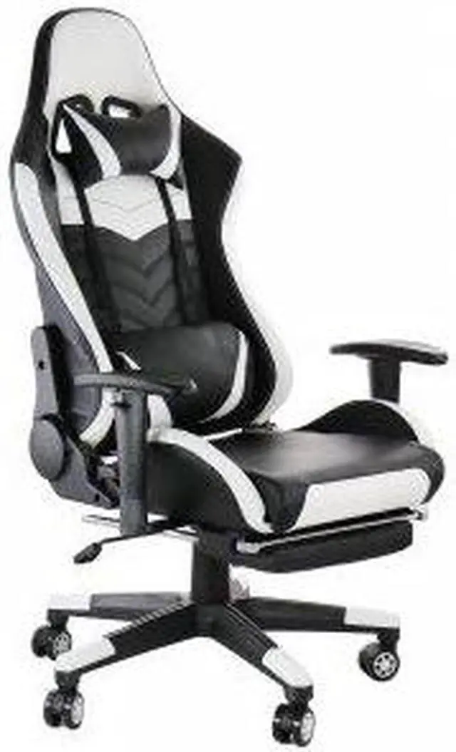 Alt view image 8 of 8 - GameFitz Gaming Chair in Black and White