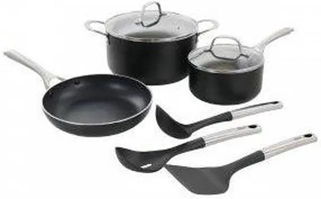 Alt view image 8 of 8 - Oster Palladium 8 Piece Aluminum Cookware Set in Black