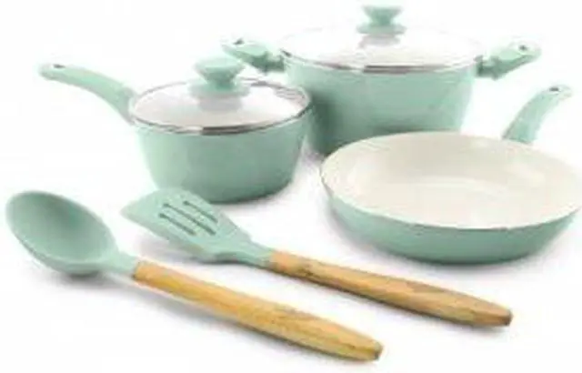 Alt view image 9 of 9 - Gibson 123880.07 7 Piece Forged Aluminum Glossy Pastel Cookware Set