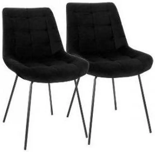 Alt view image 8 of 15 - Elama 2 Piece Tufted Chair in Black with Metal Legs