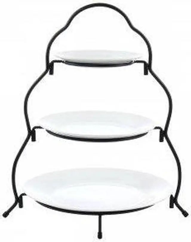 Alt view image 8 of 8 - Elama 3 Tier Round Plate Porcelain Serveware Set