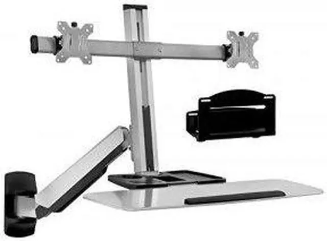 Alt view image 16 of 16 - Mount-It! Sit Stand Wall Mount Workstation Articulating Standing Desk MI-7906
