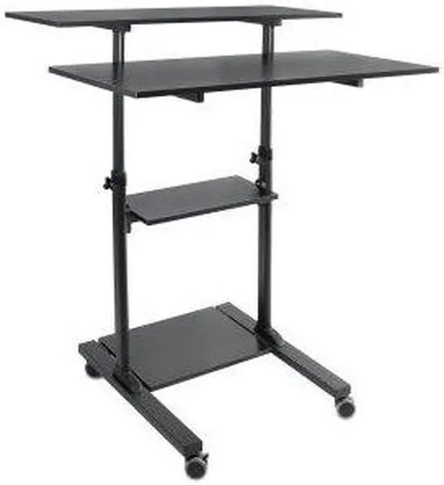 Alt view image 12 of 12 - Mount-It! Wide Mobile Stand Up Desk | Height Adjustable Rolling Workstation with 40" Wide Table Tops | Black