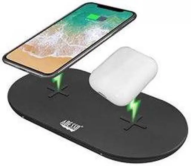 Alt view image 15 of 15 - Adesso AUH-1040 15W Max Dual Wireless 2 Coils Qi-Certified Fast Charging Pad