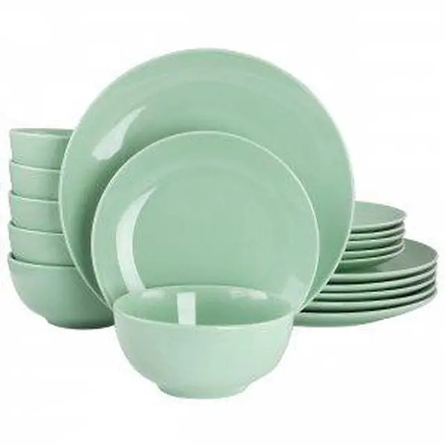 Alt view image 8 of 8 - Elama Luna 18 Piece Porcelain Dinnerware Set in Mint