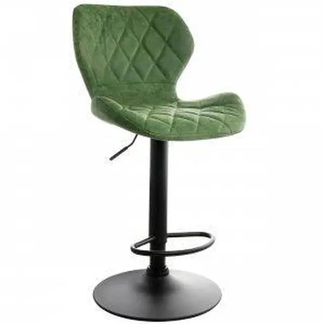 Alt view image 8 of 8 - Elama Vintage Faux Leather Adjustable Bar Stool in Green with Black Base