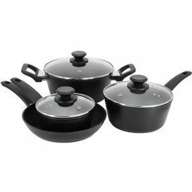 Alt view image 8 of 8 - Oster Connelly 7 Piece Textured Nonstick Aluminum Cookware Set in Black