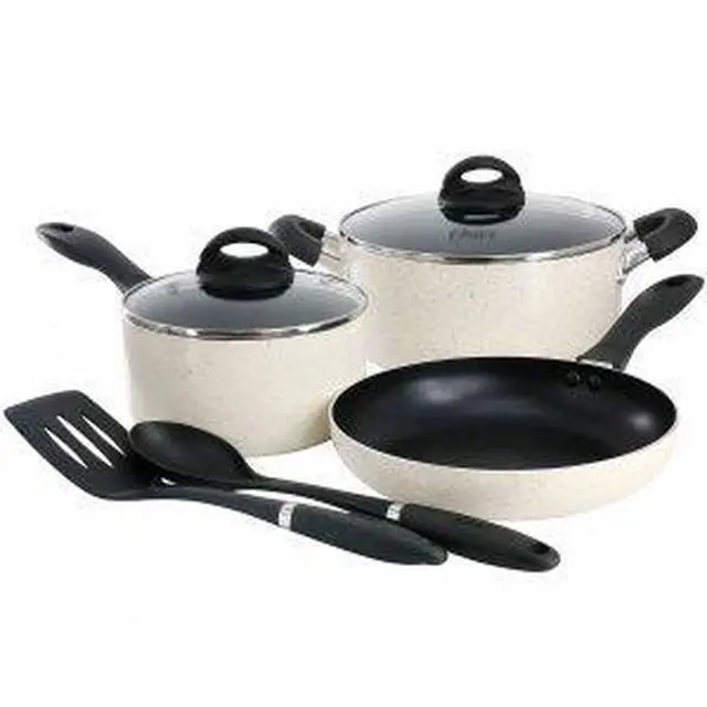 Alt view image 8 of 8 - Oster Clairborne 7 Piece Nonstick Aluminum Cookware and Kitchen Tool Set in Linen