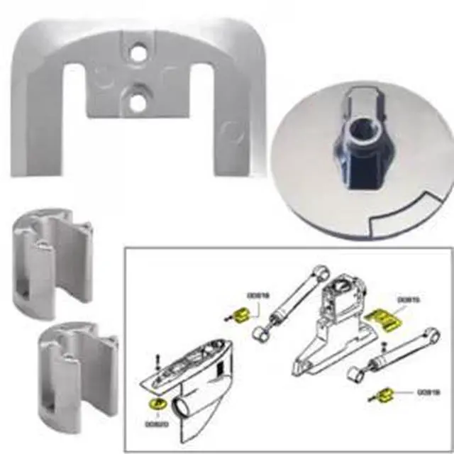 Alt view image 6 of 6 - TECNOSEAL ANODE KIT MERC BRAVO 2 3 W/ HARDWARE ALUMINUM 20804AL
