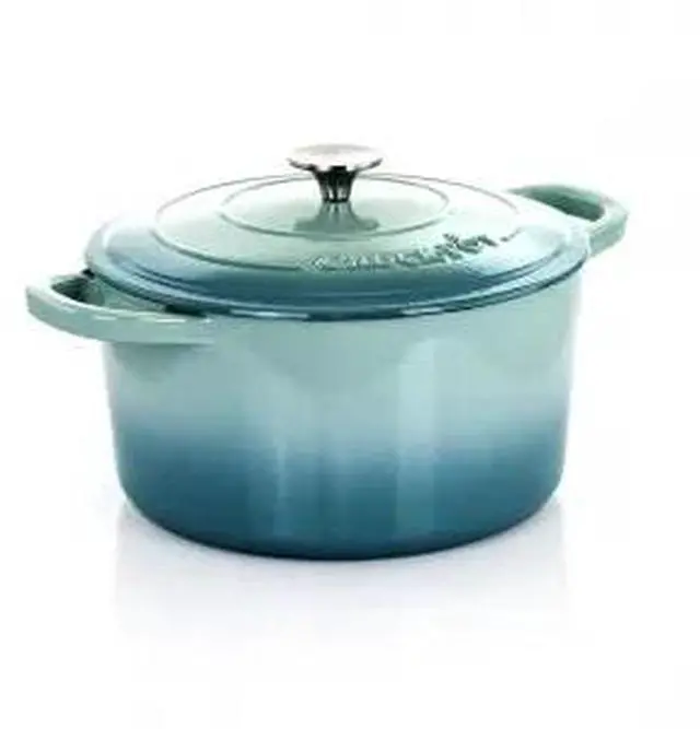 Alt view image 8 of 8 - Crock-Pot Artisan 2 Piece 7 Quarts Enamled Cast Iron Dutch Oven in Aqua Blue