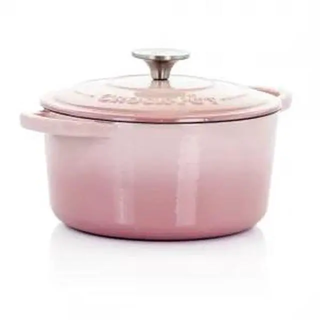 Alt view image 8 of 8 - Crock-Pot Artisan 2 Piece 3 Quarts Enamled Cast Iron Dutch Oven in Blush Pink
