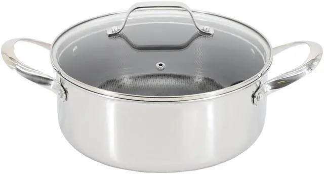Alt view image 6 of 6 - Oster Modessa 4.5 Quart Nonstick Triply Stainless Steel Dutch Oven with Honeycomb Design in Silver