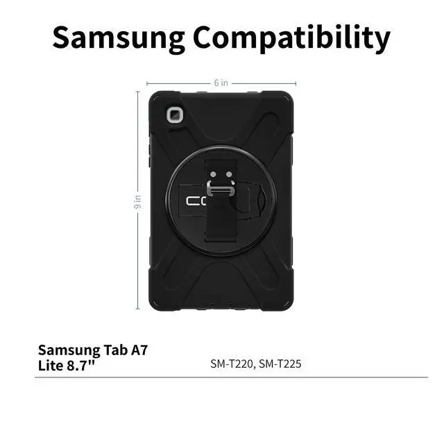 Alt view image 7 of 7 - CODi 8.7" Samsung Galaxy Tab A7 Lite Tablet Rugged Carrying Case Black C30705062