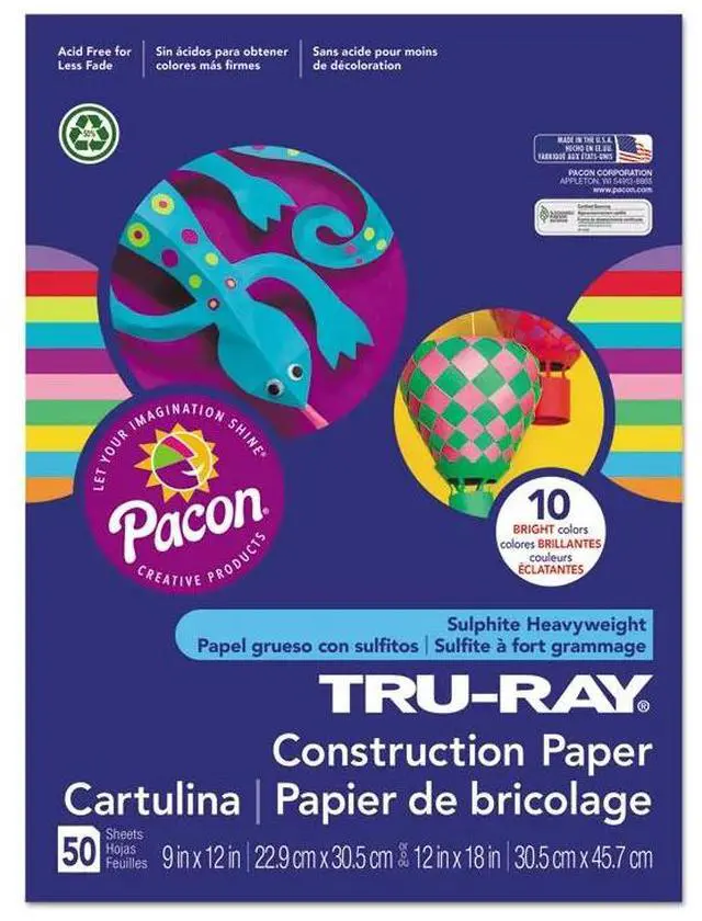 Alt view image 7 of 7 - Pacon 103090 Tru-Ray Construction Paper, 76 lbs., 18 x 24, White, 50 Sheets/Pack