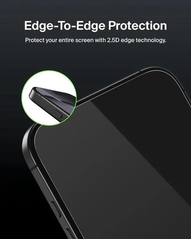 Alt view image 8 of 8 - Belkin UltraGlass 2 Treated Screen Protector for iPhone 16 Pro Max Model OVA158FQ