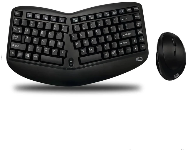 Alt view image 16 of 16 - Adesso WKB-1150CB Tru-Form Wireless Ergo Mini Keyboard & Mouse Combo, Ergonomic & Compact Size Design Keyboard and Ergonomic Vertical Mouse