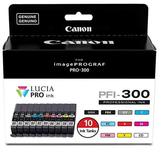 Alt view image 5 of 5 - Canon PFI-300 Lucia PRO Ink, 10 Ink Tanks, Compatible to imagePROGRAF PRO-300 Printer, Multi, Standard (4192C007)