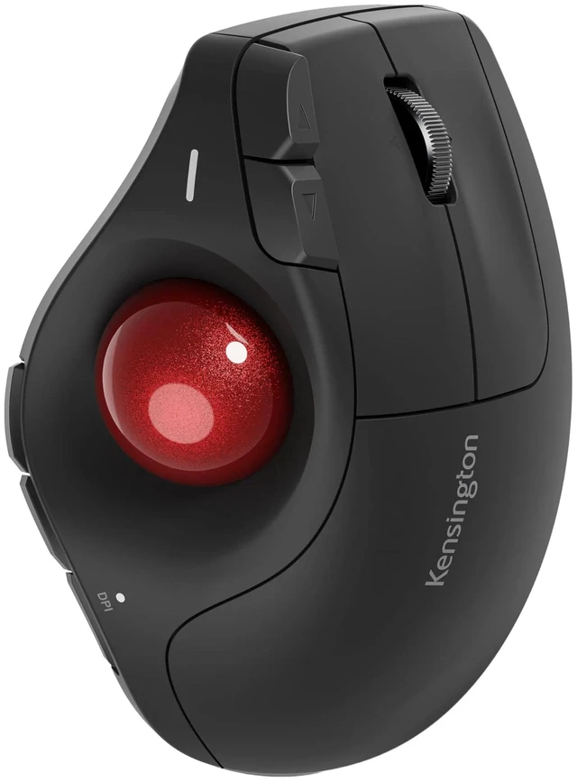 Alt view image 8 of 8 - Kensington Pro Fit Ergo Vertical TB675 Trackball - PC, Mac - Optical - Cable/Wireless - Bluetooth/Radio Frequency - 2.40 GHz - Rechargeable - Black - USB Type C - 1600 dpi - 4 Way Scroll - 9 Button(s)