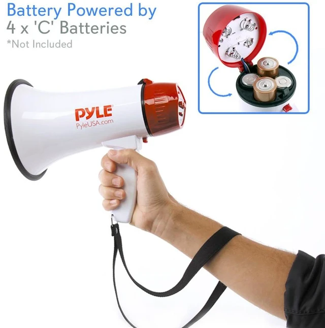 Alt view image 10 of 11 - Pyle PMP37LED Mini Compact Megaphone 30-Watt White PYLPMP37LED
