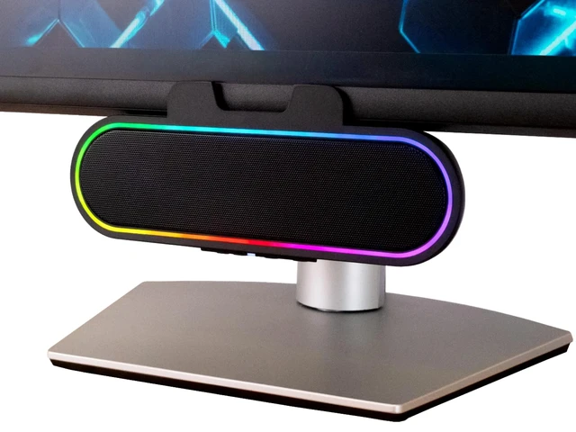 Alt view image 10 of 10 - Cyber Acoustics CA-2890GX Sound Bar Speaker - 10 W RMS - Under Monitor, Clamp Mount - Desktop - USB - 1