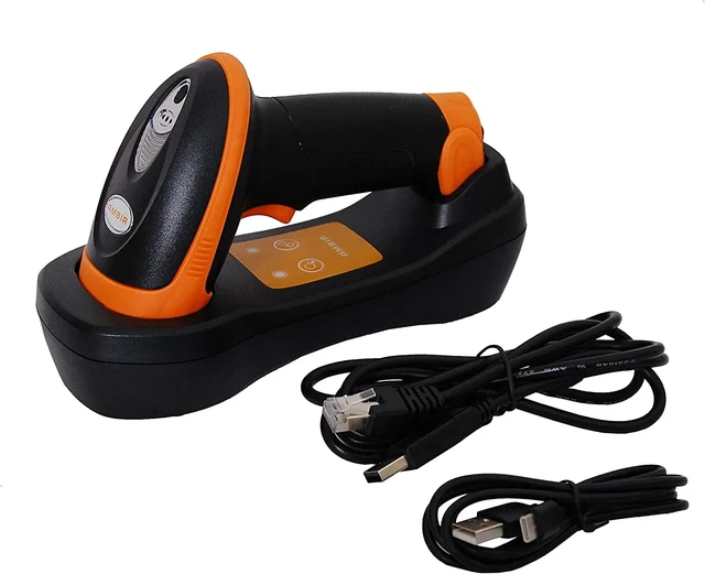 Alt view image 2 of 2 - Ambir BR300 Wireless Barcode Scanner with 2.4Ghz USB Charging Station - Wireless Connectivity - 1D, 2D - Imager - USB - Black, Orange - IP52 - Outdoor