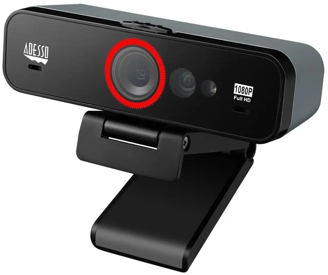 Alt view image 20 of 20 - Adesso CyberTrack F1 1080P HD Fixed Focus USB Windows Hello Webcam, Camera for Desktop PC Built-in Dual Microphone, Privacy Shutter, Audio/Video Mode Privacy ON/Off Switch & Tripod Mount